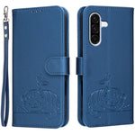 Custodia per telefono in ecopelle con cinturino e stampa a rilievo di gatto e farfalla, con protezione RFID., For Galaxy A57 5G, For Galaxy A37 5G, For Galaxy A27 5G