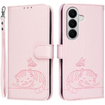 Custodia per telefono in ecopelle con cinturino e stampa a rilievo di gatto e farfalla, con protezione RFID., For Galaxy A57 5G, For Galaxy A37 5G, For Galaxy A27 5G