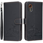 Custodia per telefono in ecopelle con cinturino e stampa a rilievo di gatto e farfalla, con protezione RFID., For Galaxy XCover7 Pro, For Galaxy Xcover7