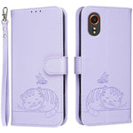 Custodia per telefono in ecopelle con cinturino e stampa a rilievo di gatto e farfalla, con protezione RFID., For Galaxy XCover7 Pro, For Galaxy Xcover7