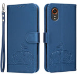 Custodia per telefono in ecopelle con cinturino e stampa a rilievo di gatto e farfalla, con protezione RFID., For Galaxy XCover7 Pro, For Galaxy Xcover7