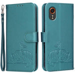 Custodia per telefono in ecopelle con cinturino e stampa a rilievo di gatto e farfalla, con protezione RFID., For Galaxy XCover7 Pro, For Galaxy Xcover7