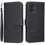 Custodia per telefono in ecopelle con cinturino e stampa a rilievo di gatto e farfalla, con protezione RFID., For Galaxy XCover7 Pro, For Galaxy Xcover7
