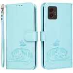 Custodia per telefono in ecopelle con cinturino e stampa a rilievo di gatto e farfalla, con protezione RFID., For Galaxy XCover7 Pro, For Galaxy Xcover7