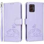 Custodia per telefono in ecopelle con cinturino e stampa a rilievo di gatto e farfalla, con protezione RFID., For Galaxy XCover7 Pro, For Galaxy Xcover7