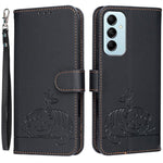 Custodia per telefono in ecopelle con cinturino e stampa a rilievo di gatto e farfalla, con protezione RFID., For Galaxy M14 5G