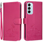 Custodia per telefono in ecopelle con cinturino e stampa a rilievo di gatto e farfalla, con protezione RFID., For Galaxy M14 5G