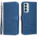 Custodia per telefono in ecopelle con cinturino e stampa a rilievo di gatto e farfalla, con protezione RFID., For Galaxy M14 5G
