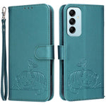 Custodia per telefono in ecopelle con cinturino e stampa a rilievo di gatto e farfalla, con protezione RFID., For Galaxy M14 5G