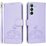 Custodia per telefono in ecopelle con cinturino e stampa a rilievo di gatto e farfalla, con protezione RFID., For Galaxy M15, For Galaxy M34 5G, For Galaxy M54