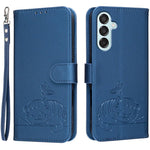 Custodia per telefono in ecopelle con cinturino e stampa a rilievo di gatto e farfalla, con protezione RFID., For Galaxy M15, For Galaxy M34 5G, For Galaxy M54