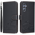 Custodia per telefono in ecopelle con cinturino e stampa a rilievo di gatto e farfalla, con protezione RFID., For Galaxy F06 5G, For Galaxy M35, For Galaxy M55