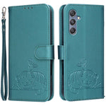 Custodia per telefono in ecopelle con cinturino e stampa a rilievo di gatto e farfalla, con protezione RFID., For Galaxy F06 5G, For Galaxy M35, For Galaxy M55