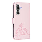 Custodia per telefono in ecopelle con cinturino e stampa a rilievo di gatto e farfalla, con protezione RFID., For Galaxy M36 5G, For Galaxy M56 5G, For Galaxy F16 5G