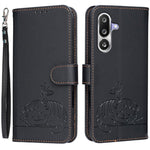 Custodia per telefono in ecopelle con cinturino e stampa a rilievo di gatto e farfalla, con protezione RFID., For Galaxy M36 5G, For Galaxy M56 5G, For Galaxy F16 5G