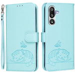 Custodia per telefono in ecopelle con cinturino e stampa a rilievo di gatto e farfalla, con protezione RFID., For Galaxy M36 5G, For Galaxy M56 5G, For Galaxy F16 5G