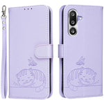 Custodia per telefono in ecopelle con cinturino e stampa a rilievo di gatto e farfalla, con protezione RFID., For Galaxy M36 5G, For Galaxy M56 5G, For Galaxy F16 5G