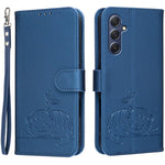 Custodia per telefono in ecopelle con cinturino e stampa a rilievo di gatto e farfalla, con protezione RFID., For Galaxy M15, For Galaxy M34 5G, For Galaxy M54