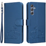 Custodia per telefono in ecopelle con cinturino e stampa a rilievo di gatto e farfalla, con protezione RFID., For Galaxy F06 5G, For Galaxy M35, For Galaxy M55