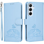 Custodia per telefono in ecopelle con cinturino e stampa a rilievo di gatto e farfalla, con protezione RFID., For Galaxy M36 5G, For Galaxy M56 5G, For Galaxy F16 5G