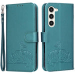 Custodia per telefono in ecopelle con cinturino e stampa a rilievo di gatto e farfalla, con protezione RFID., For Galaxy S23+ 5G, For Galaxy S23 5G