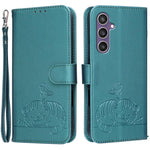 Custodia per telefono in ecopelle con cinturino e stampa a rilievo di gatto e farfalla, con protezione RFID., For Galaxy S24 5G, For Galaxy S23 FE 5G, For Galaxy S23 Ultra 5G