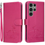 Custodia per telefono in ecopelle con cinturino e stampa a rilievo di gatto e farfalla, con protezione RFID., For Galaxy S24 5G, For Galaxy S23 FE 5G, For Galaxy S23 Ultra 5G