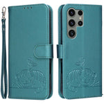 Custodia per telefono in ecopelle con cinturino e stampa a rilievo di gatto e farfalla, con protezione RFID., For Galaxy S24 5G, For Galaxy S23 FE 5G, For Galaxy S23 Ultra 5G