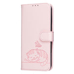 Custodia per telefono in ecopelle con cinturino e stampa a rilievo di gatto e farfalla, con protezione RFID., For Galaxy S24 5G, For Galaxy S23 FE 5G, For Galaxy S23 Ultra 5G