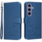 Custodia per telefono in ecopelle con cinturino e stampa a rilievo di gatto e farfalla, con protezione RFID., For Galaxy S24 5G, For Galaxy S23 FE 5G, For Galaxy S23 Ultra 5G