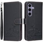 Custodia per telefono in ecopelle con cinturino e stampa a rilievo di gatto e farfalla, con protezione RFID., For Galaxy S24 FE 5G, For Galaxy S24 Ultra 5G, For Galaxy S24+ 5G