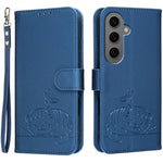 Custodia per telefono in ecopelle con cinturino e stampa a rilievo di gatto e farfalla, con protezione RFID., For Galaxy S24 FE 5G, For Galaxy S24 Ultra 5G, For Galaxy S24+ 5G