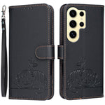 Custodia per telefono in ecopelle con cinturino e stampa a rilievo di gatto e farfalla, con protezione RFID., For Galaxy S24 FE 5G, For Galaxy S24 Ultra 5G, For Galaxy S24+ 5G