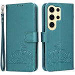 Custodia per telefono in ecopelle con cinturino e stampa a rilievo di gatto e farfalla, con protezione RFID., For Galaxy S24 FE 5G, For Galaxy S24 Ultra 5G, For Galaxy S24+ 5G