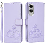 Custodia per telefono in ecopelle con cinturino e stampa a rilievo di gatto e farfalla, con protezione RFID., For Galaxy S26 5G, For Galaxy S25 FE 5G, For Galaxy S25 Edge 5G