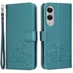 Custodia per telefono in ecopelle con cinturino e stampa a rilievo di gatto e farfalla, con protezione RFID., For Galaxy S26 5G, For Galaxy S25 FE 5G, For Galaxy S25 Edge 5G