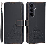 Custodia per telefono in ecopelle con cinturino e stampa a rilievo di gatto e farfalla, con protezione RFID., For Galaxy S26 5G, For Galaxy S25 FE 5G, For Galaxy S25 Edge 5G