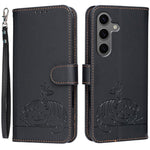 Custodia per telefono in ecopelle con cinturino e stampa a rilievo di gatto e farfalla, con protezione RFID., For Galaxy S25 5G, For Galaxy S25+ 5G, For Galaxy S25 Ultra 5G