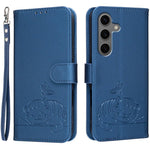 Custodia per telefono in ecopelle con cinturino e stampa a rilievo di gatto e farfalla, con protezione RFID., For Galaxy S25 5G, For Galaxy S25+ 5G, For Galaxy S25 Ultra 5G