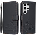 Custodia per telefono in ecopelle con cinturino e stampa a rilievo di gatto e farfalla, con protezione RFID., For Galaxy S25 5G, For Galaxy S25+ 5G, For Galaxy S25 Ultra 5G