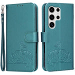 Custodia per telefono in ecopelle con cinturino e stampa a rilievo di gatto e farfalla, con protezione RFID., For Galaxy S25 5G, For Galaxy S25+ 5G, For Galaxy S25 Ultra 5G