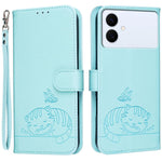Custodia per telefono in ecopelle con cinturino e stampa a rilievo di gatto e farfalla, con protezione RFID., For Galaxy S26 FE 5G, For Galaxy S26 Edge 5G, For Galaxy S26 Ultra 5G