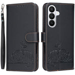 Custodia per telefono in ecopelle con cinturino e stampa a rilievo di gatto e farfalla, con protezione RFID., For Galaxy S26 5G, For Galaxy S25 FE 5G, For Galaxy S25 Edge 5G