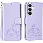 Custodia per telefono in ecopelle con cinturino e stampa a rilievo di gatto e farfalla, con protezione RFID., For Galaxy S26 5G, For Galaxy S25 FE 5G, For Galaxy S25 Edge 5G
