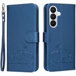 Custodia per telefono in ecopelle con cinturino e stampa a rilievo di gatto e farfalla, con protezione RFID., For Galaxy S26 5G, For Galaxy S25 FE 5G, For Galaxy S25 Edge 5G
