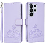 Custodia per telefono in ecopelle con cinturino e stampa a rilievo di gatto e farfalla, con protezione RFID., For Galaxy S26 FE 5G, For Galaxy S26 Edge 5G, For Galaxy S26 Ultra 5G
