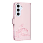 Custodia per telefono in ecopelle con cinturino e stampa a rilievo di gatto e farfalla, con protezione RFID., For Galaxy S26 FE 5G, For Galaxy S26 Edge 5G, For Galaxy S26 Ultra 5G