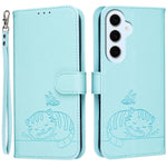 Custodia per telefono in ecopelle con cinturino e stampa a rilievo di gatto e farfalla, con protezione RFID., For Galaxy S26 FE 5G, For Galaxy S26 Edge 5G, For Galaxy S26 Ultra 5G