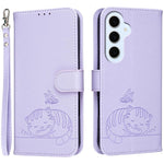 Custodia per telefono in ecopelle con cinturino e stampa a rilievo di gatto e farfalla, con protezione RFID., For Galaxy S26 FE 5G, For Galaxy S26 Edge 5G, For Galaxy S26 Ultra 5G