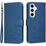 Custodia per telefono in ecopelle con cinturino e stampa a rilievo di gatto e farfalla, con protezione RFID., For Galaxy S26 FE 5G, For Galaxy S26 Edge 5G, For Galaxy S26 Ultra 5G